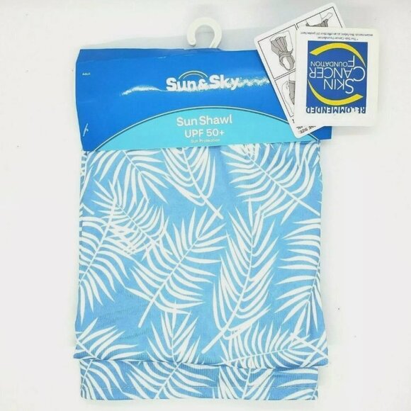 Wrap Sun Protection Swimming Suit Cover UPF 50+ Leaf Blue Leaves - Picture 2 of 6